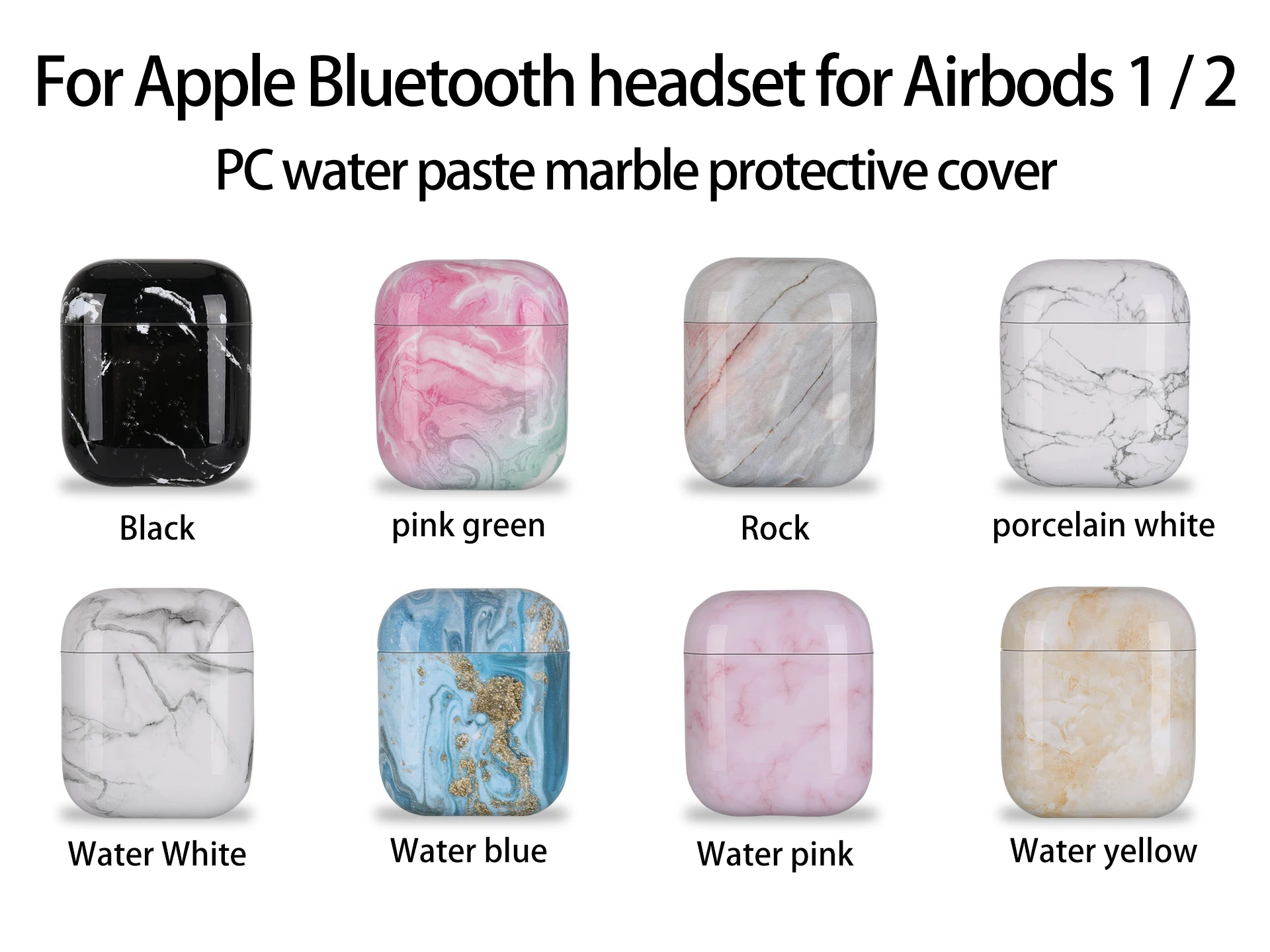 Чехол с мраморным рисунком для оригинальных наушников Apple Airpods 1 2 симпатичный