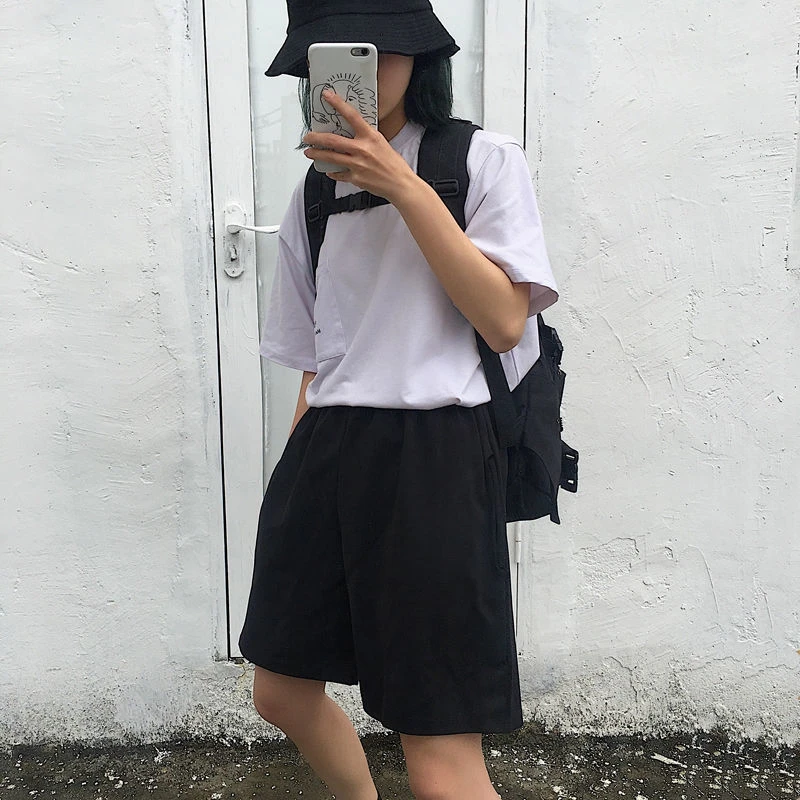 

YUNFAN shorts summer 2020 cotton Korean version solid five-point casual high waist sports loose straight fall pants female