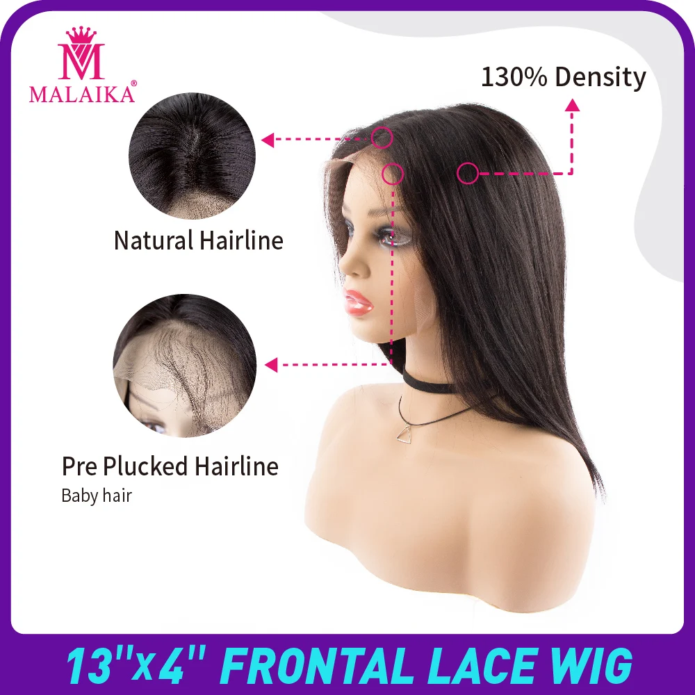 MALAIKA прямой кружевной передний парик предварительно выщипывается с волосами