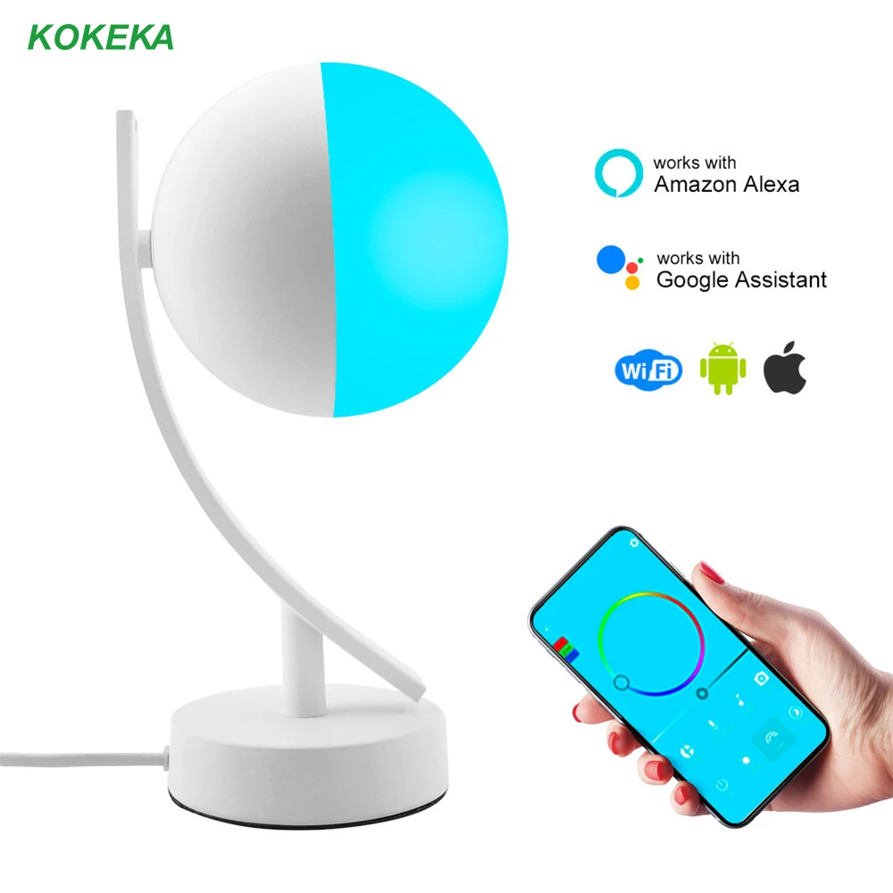 Светодиодная регулируемая настольная лампа Smart Compatible Alexa Google Home Wi-Fi управляемая голосом/приложением окружающий свет для украшения дома