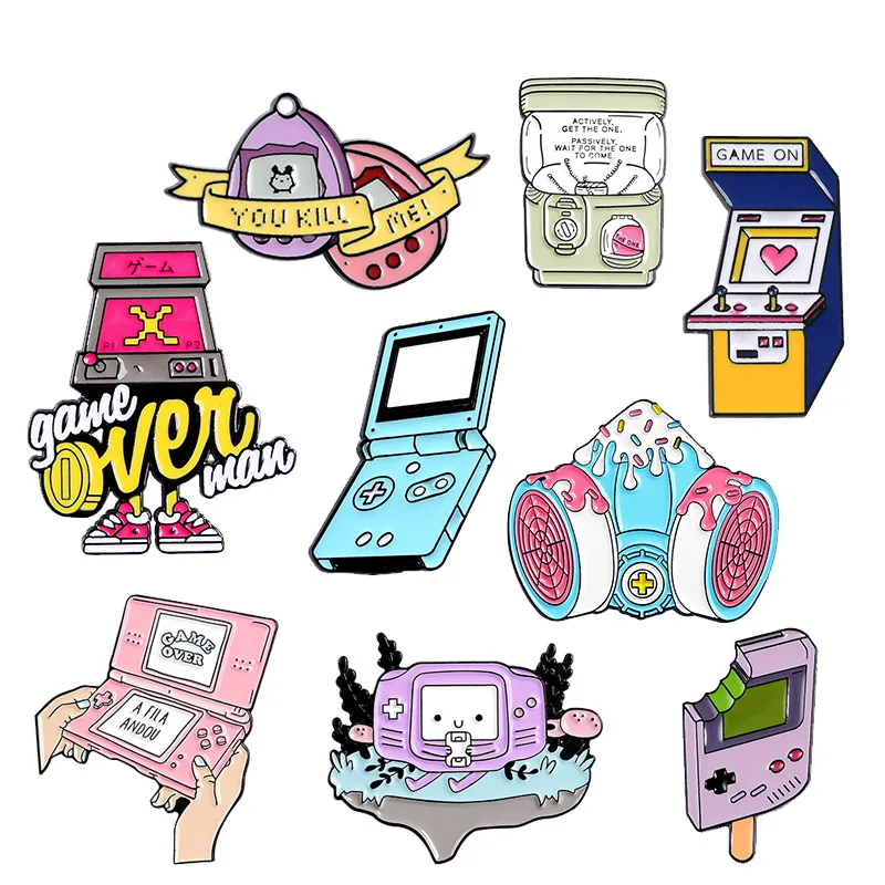 Различные стили игровой консоли s ретро аркадная Милая мультяшная эмалированная