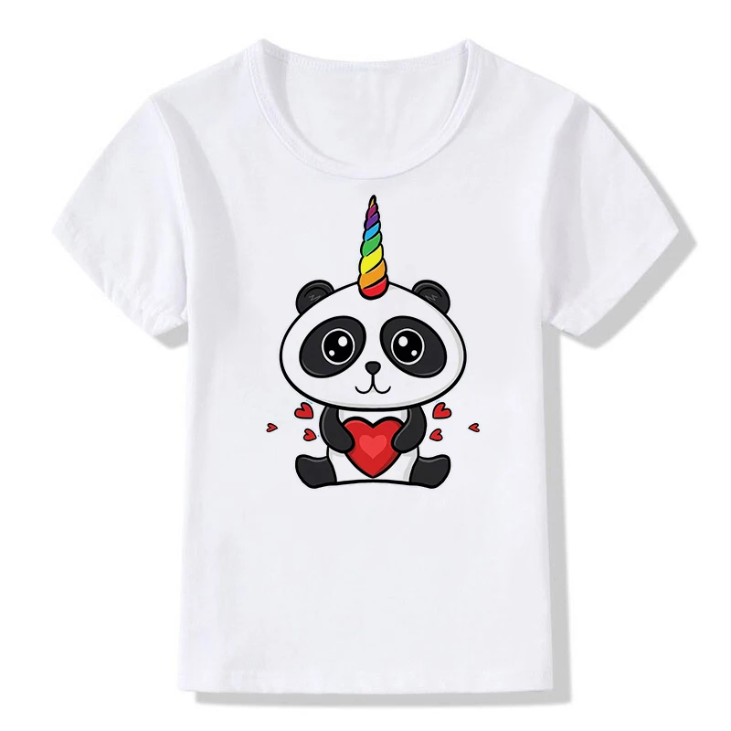 

Unicorn T-shirt Birthday Clothes Unisex Children Boys Short Sleeves White Tees Baby Kids Cotton Tops for Girls Clothes 2-12Y
