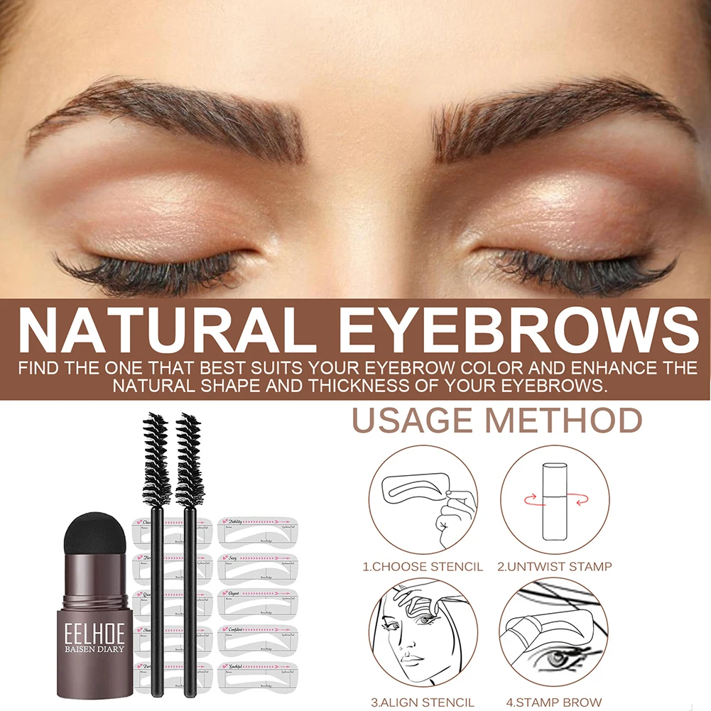 Eyebrow Stamp Powder Makeup Tool DIY Makeup Stamp Waterproof Natrual Brow Stencil Hairline Contour Kit