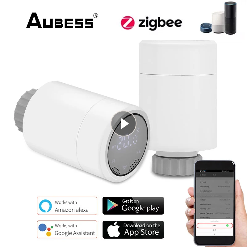 

Термостатический радиатор Aubess Tuya ZigBee с сенсорным дисплеем, 3,0 дюйма