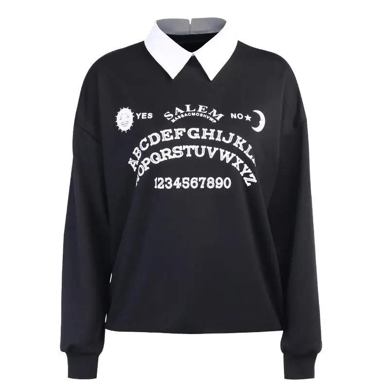 

Black Hoodies Gothic Harajuku Streetwear Chic Letter Print Hoodies Women Autumn Long Sleeve Hoodies