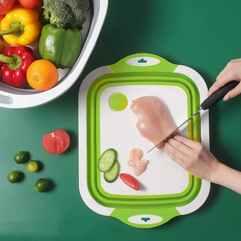 

New Multifunctional Folding Drainage Basket Cutting Board Drainage Basket Portable Folding Wash Basin Sink Kitchen Tool