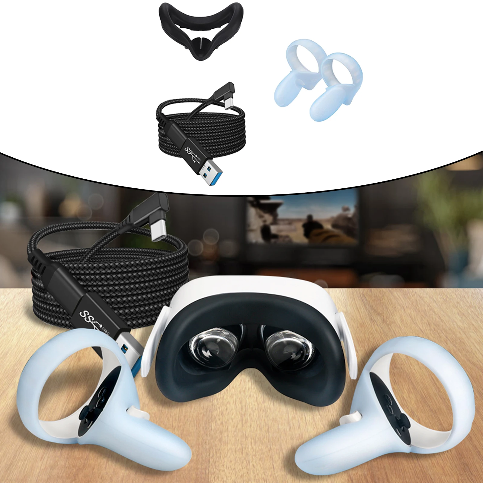 

Waterproof Silicone Protective Eyes Cover Handle Grip Cover for Quest 2 Protective Sleeve Case Accs