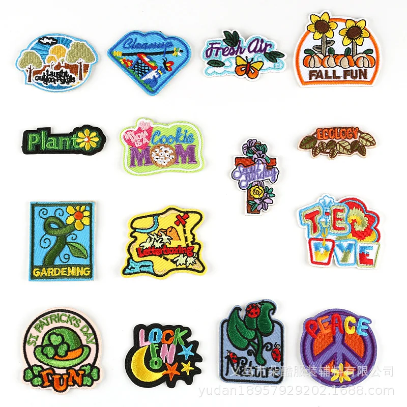 

50pcs/Lot Embroidery Patches Letters Clothing Decoration Accessories Diy Iron Heat Transfer Applique Sunflower Weird Stuff