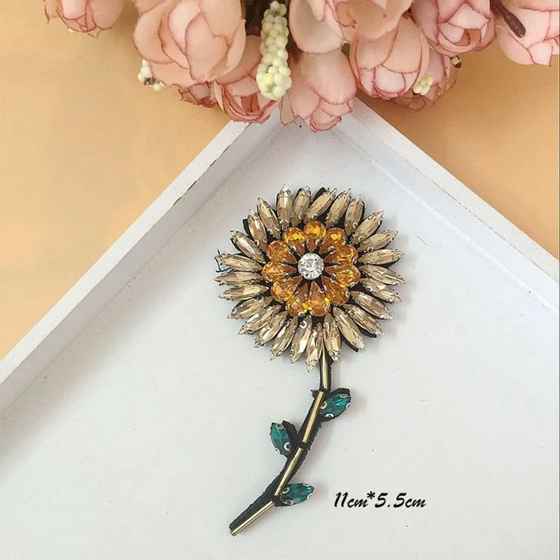 Sunflower Crystal Rhinestone Patches for Clothing Sew on Fruit Pineapple Clothes Appliques Badge Stripes Diamond Stickers | Дом и сад
