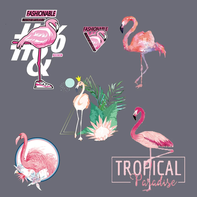 1 шт. животных красивые Фламинго передачи тепла на патчи для одежды футболка