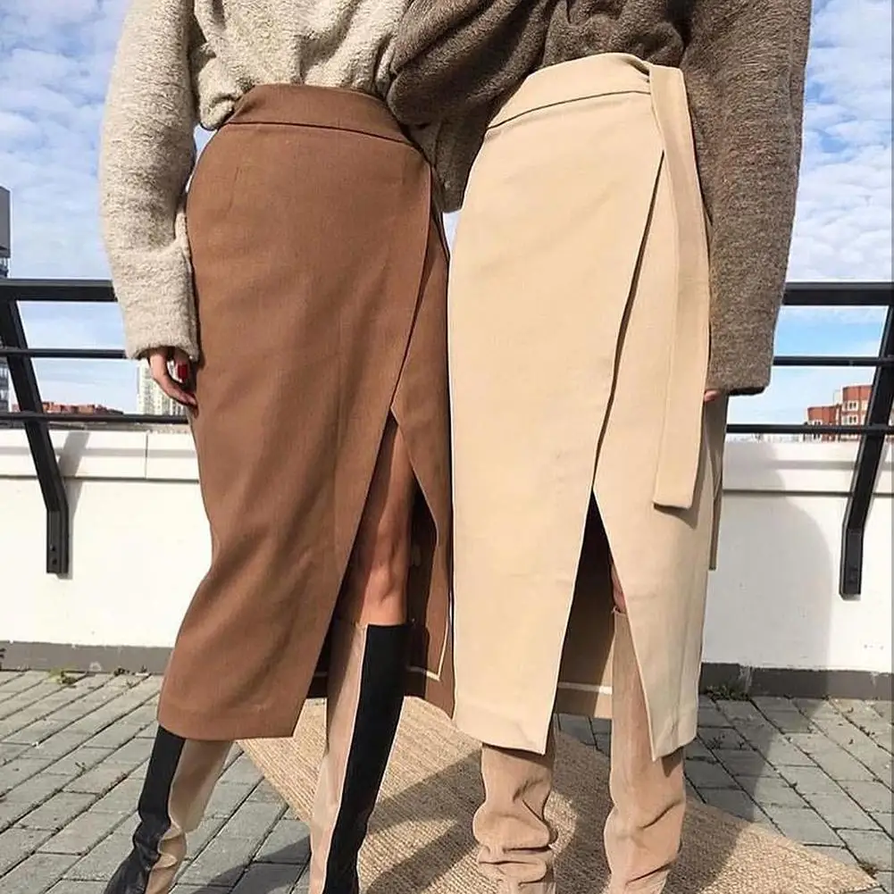 Новинка 2019 горячая Распродажа модная женская юбка зима-осень плотная однотонная