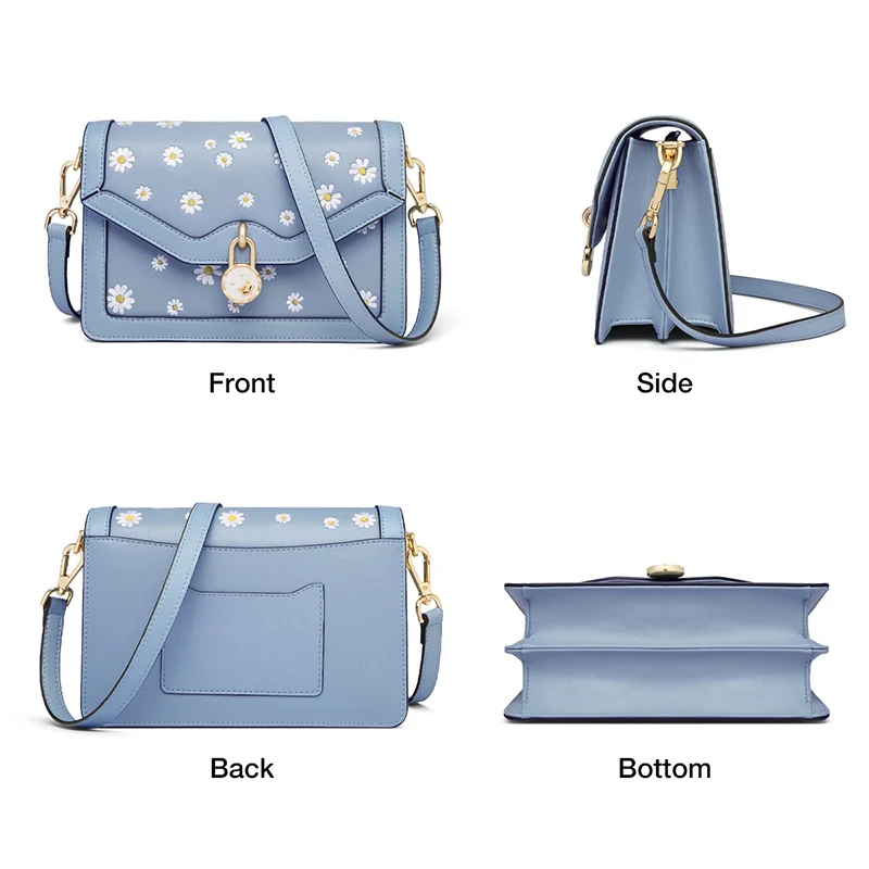 Сумка FOXER женская с цветами саквояж кросс боди из воловьей кожи Модный маленький