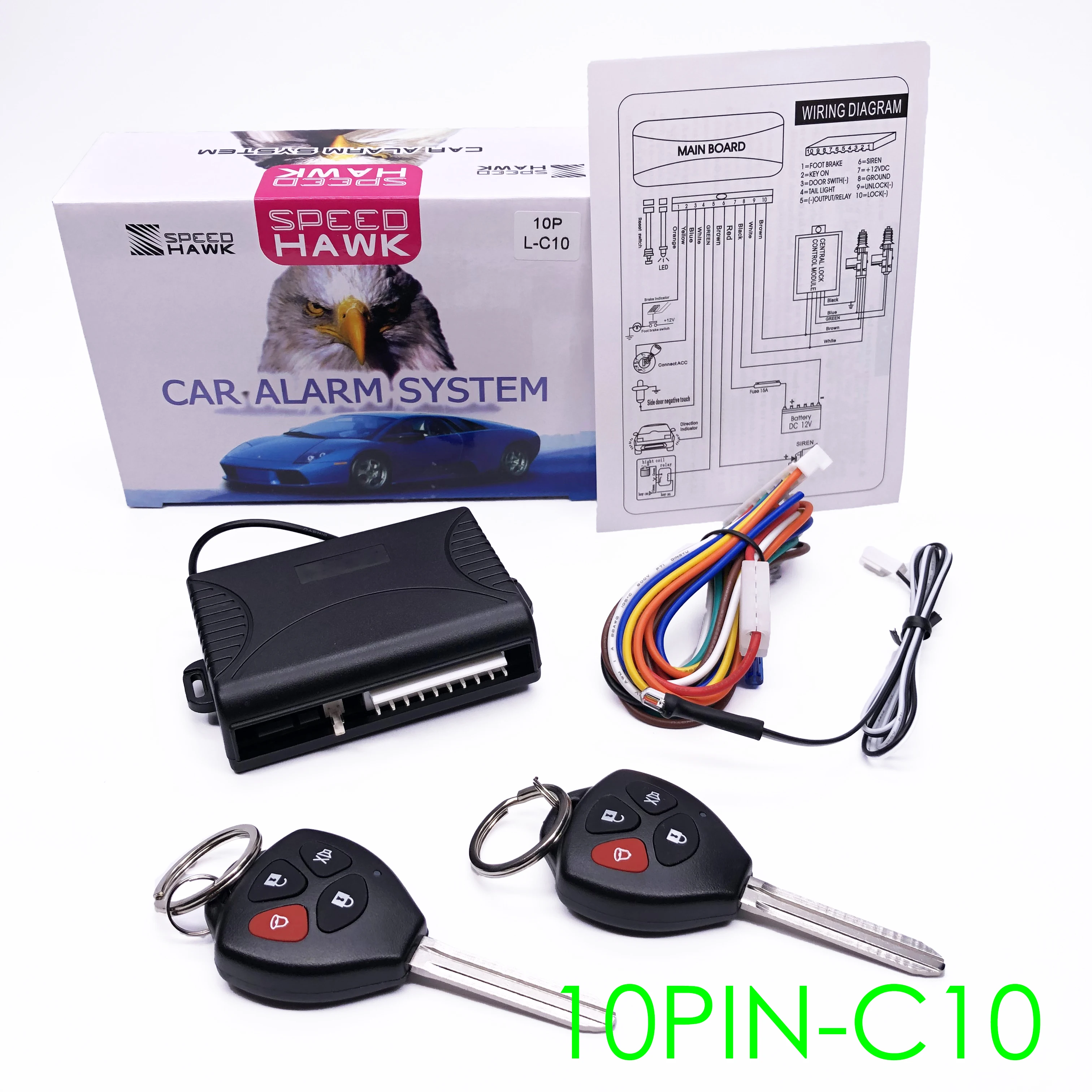 

10 PIN for Car Burglar Alarm System Auto Central Kit Door Lock System with Key Central Lock with Remote Control Guard Theft
