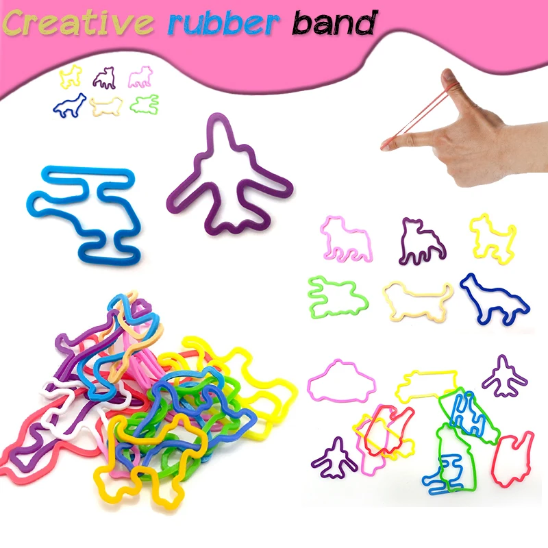 10/20Pcs/Set Silicone Rubber Band Bracelets Children's Funny Figures Silicone Hand Strap Hair Animal Shaped Rubber Band DIY Toy