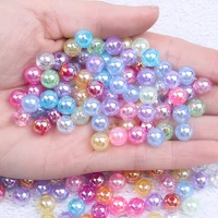 resin round imitation beads clear ab colors with hole loose craft pearls for sew on clothes bags shoes backpack supplies