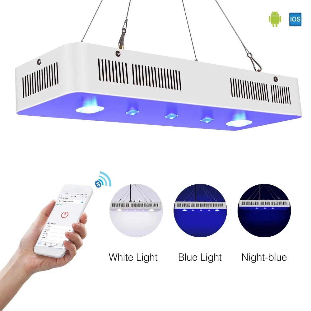 Popular Grow-Luz Led marina para acuario, Control por Bluetooth, 169W, regulable, tres canales-0