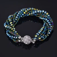 leeker vintage multiple crystal beads cross composition magnet buckle wrap bangle bracelet for women chic accessories zd1 lk4