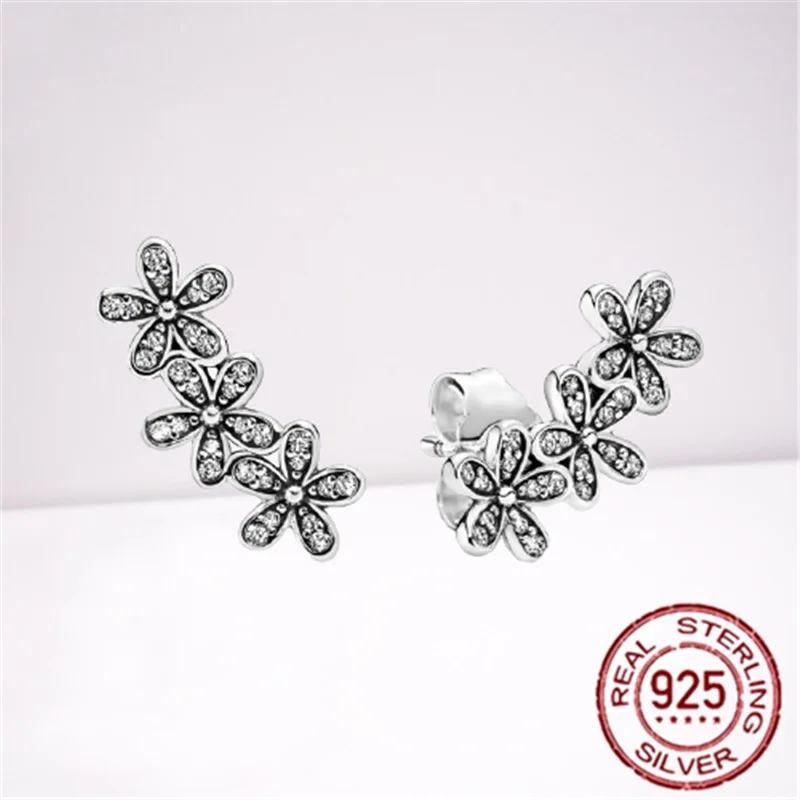 

Real 925 Sterling Silver Daisy Earrings Classic zircon Earrings Are Suitable As a girl’s Birthday Gift Fashion Jewelry