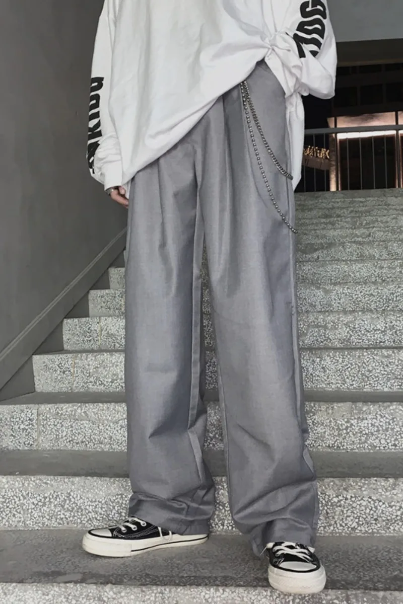 

2020 Spring And Autumn New Youth Popular Ins Mopping Trousers Fashion Casual Solid Color Wild Straight Pants Black / Grey S-XL