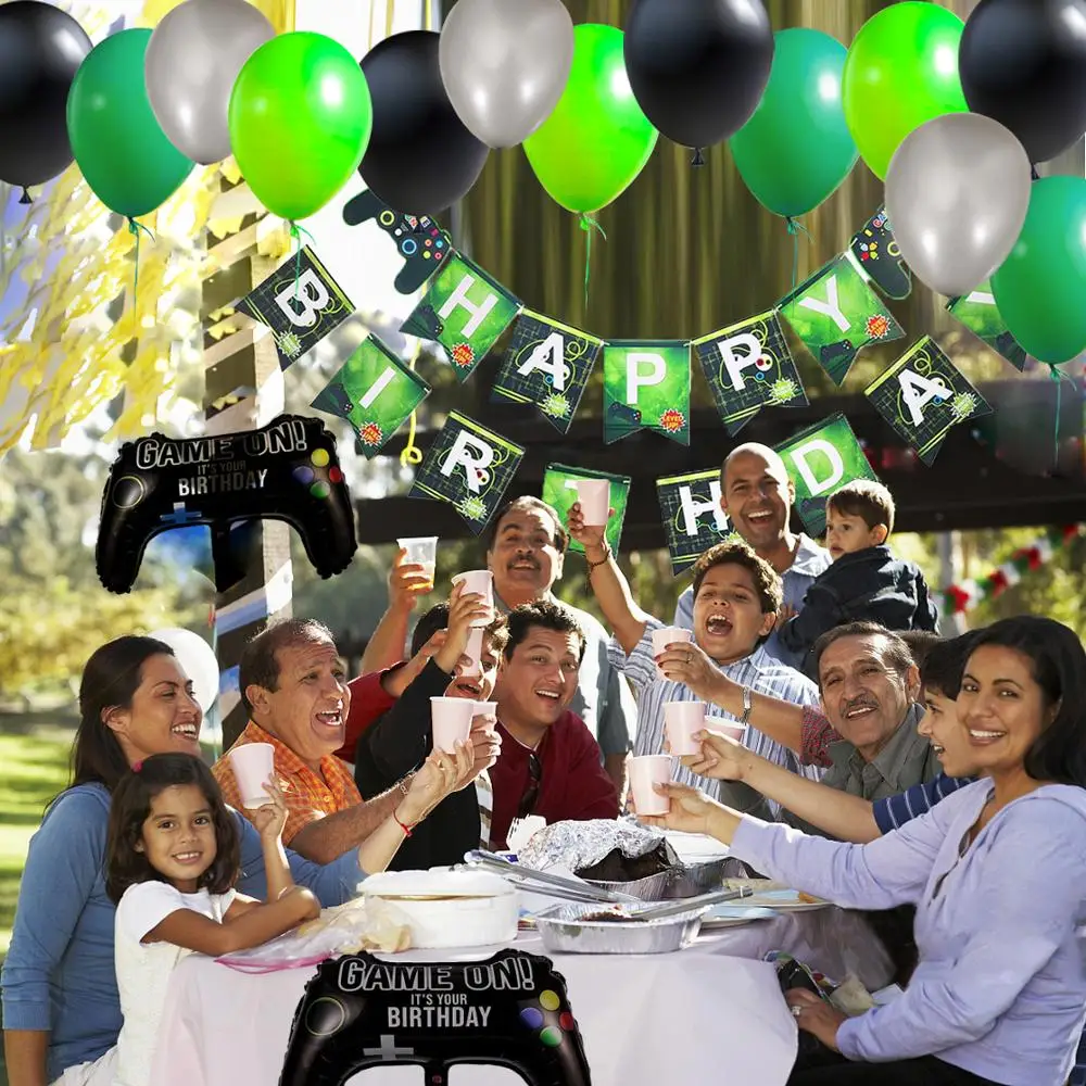 Вечерние принадлежности для видеоигр 43 шт. игровые баннеры с днем рождения