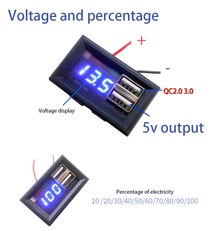 Цифровой дисплей Вольтметр Мини измеритель напряжения для DC12V24v автомобилей мотоциклов автомобилей qc быстрое зарядное устройство USB 5V9V12V 18 Вт Выход