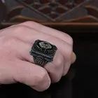 Мужское кольцо из стерлингового серебра 925 пробы с ониксом и черным цирконием, Винтажное кольцо с натуральным большим ониксом, Сделано в Турции, подарок для Него