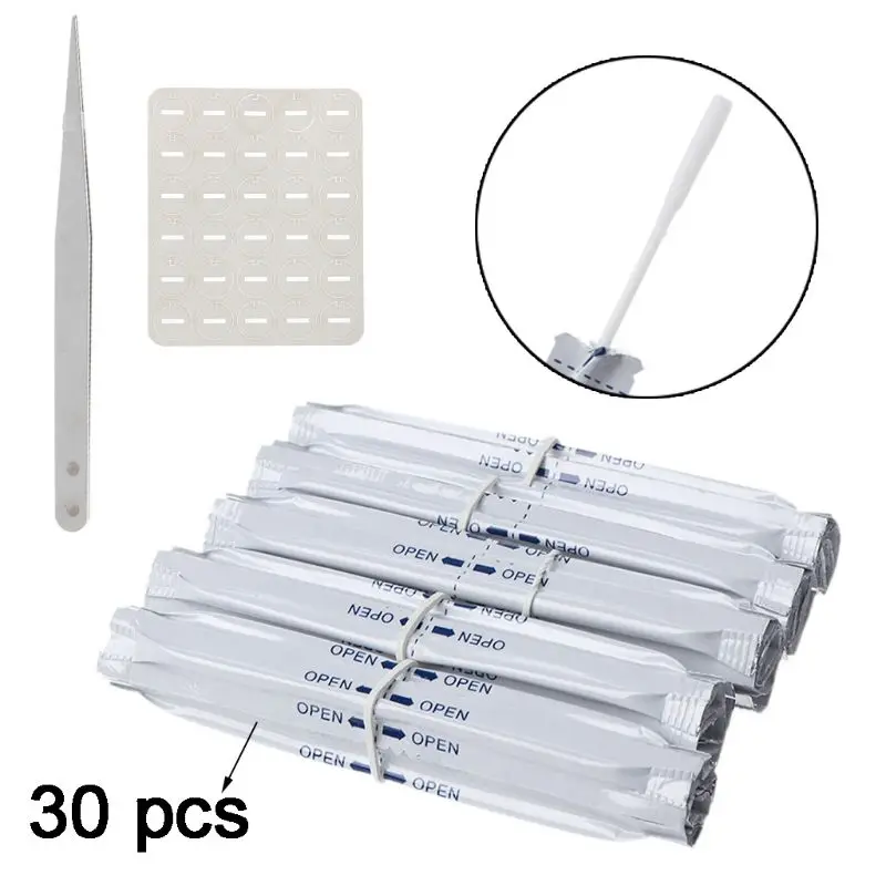 30 шт. влажные ватные тампоны с двойными насадками чистящие палочки пинцетом и