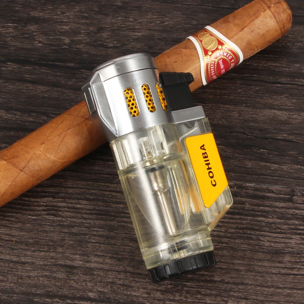 Ветрозащитные зажигалки для сигар COHIBA пластиковая Бутановая Зажигалка газовая