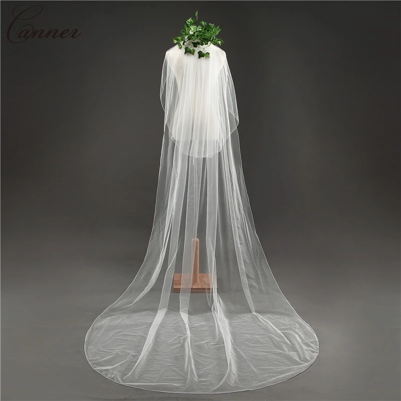 

3M Two Layers White Ivory Cathedral Wedding Veil Long Bridal Veils with Comb Mariage Wedding Accessories Veu de Noiva Q40
