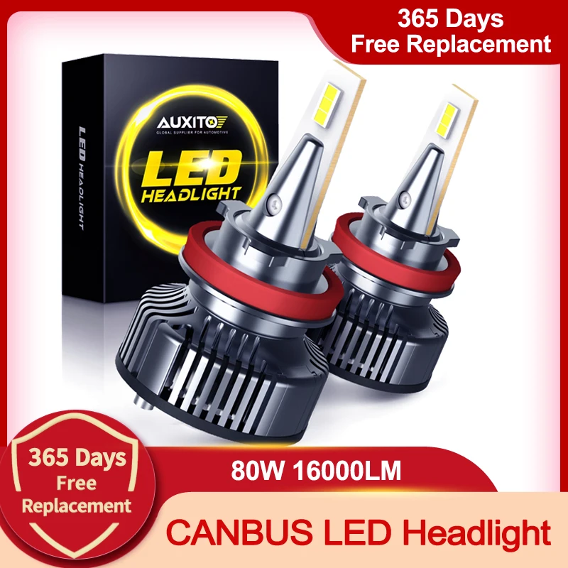Bombilla LED Canbus para faro delantero de coche, lámpara automática sin ruido de Radio, H4, H11, H8, 9005, 9006, HB3, 9003, 9012, H7, 16000LM, 80W, 6500K, 12V, 24V