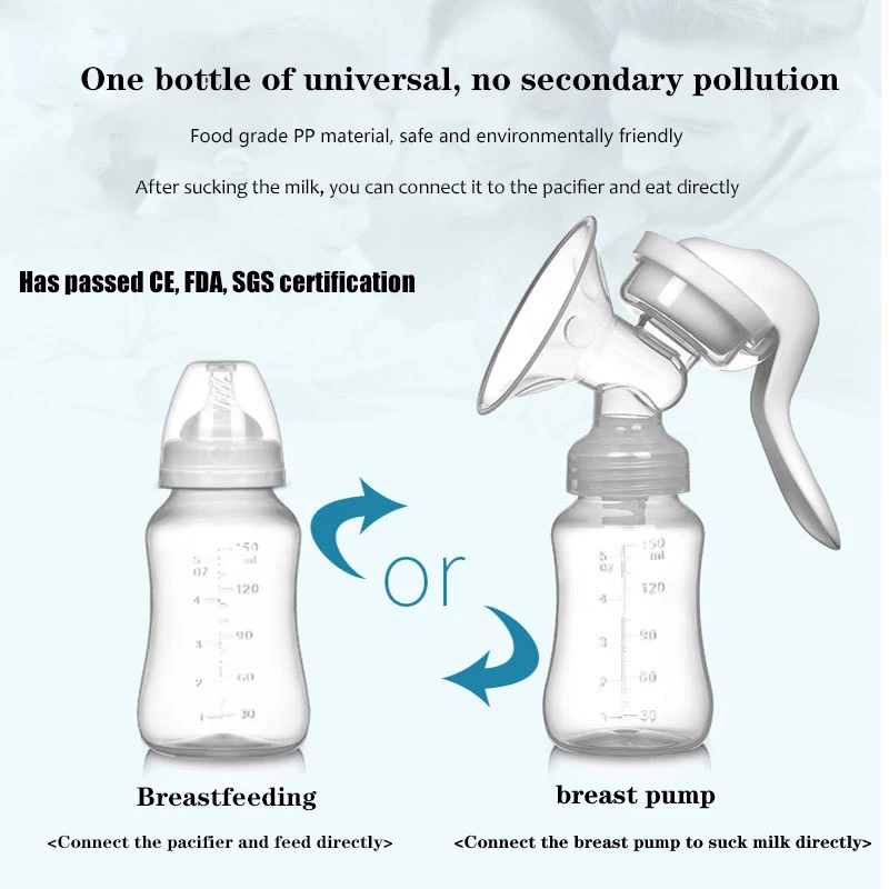 Extractor de leche Manual para beb&eacute;s, accesorios para lactancia materna, tetina, botella de silicona, Colecci&oacute;n port&aacute;til-0