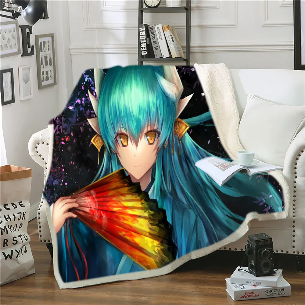 Флисовое одеяло для кровати с 3D рисунком из аниме Fate Stay Night толстое модное