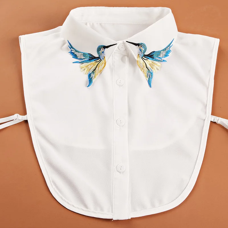 

Hummingbird aesthetic animation embroidery Detachable Collar Lapel Blouse Girls Dress women's Versatile False Collar Neckwear