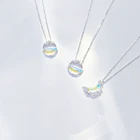 Светящееся ожерелье с Луной, женский кулон с полым камнем, подвеска с кристаллом, цепочка с полным Луном, очаровательное ювелирное изделие