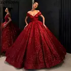 Красные платья с открытыми плечами для Quinceanera 2021 бальное платье блестящее вечернее платье с блестками милое вечернее платье 18 Vestidos элегантное платье для выпускного вечера