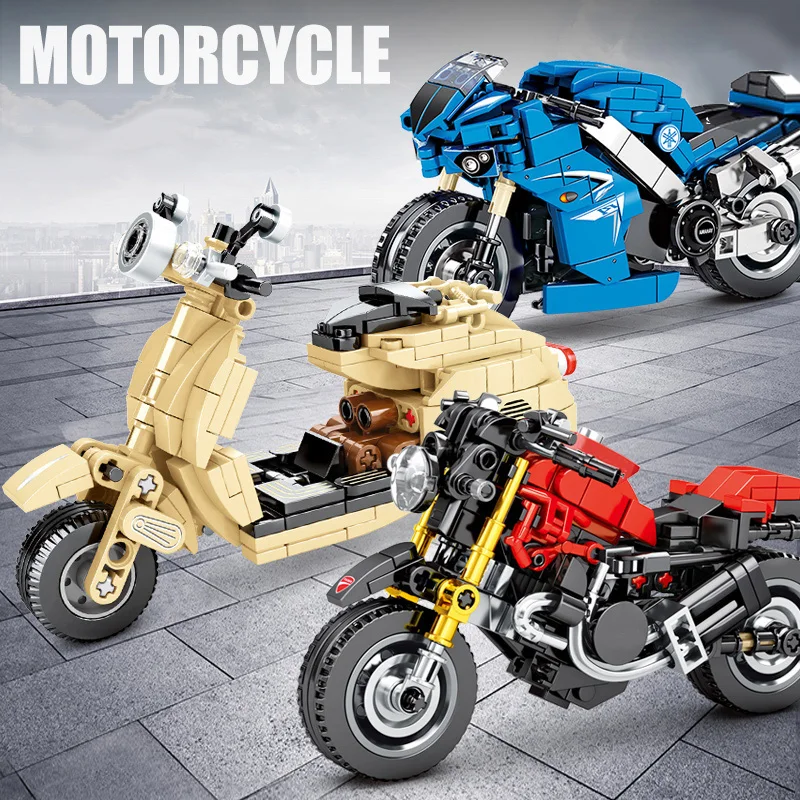 Гоночный мотоцикл модель строительные блоки лего Technic Creator автомобили Кирпичи