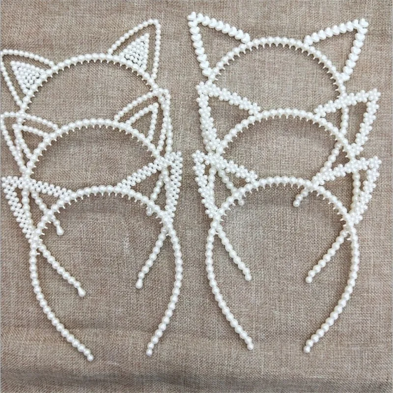 1 PC Cat Ear Headband Kawaii Korean Imitation Pearl Rabbit Hair Band For Women Hoop Sweet Accessories |