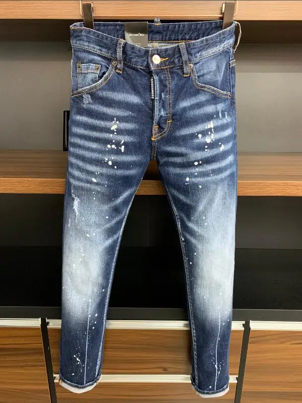 

Оригинальные Лидер продаж 2021 Аутентичные классические мужские джинсы DSQUARED2 микро-эластичные модные брюки с вышивкой модная одежда 9702 одежд...