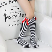 cute lovely girls kids toddler bow knee high socks clours silk bowknot striped stockings 1 8 years