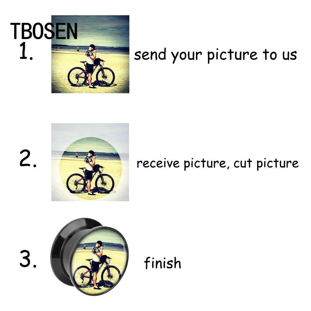 

TBOSEN Acylic Custom Ear Piercing Tunnels Gauges Plugs Body Jewelry Sell By Pair Free Shipping Fashion Gift 6mm to 25mm