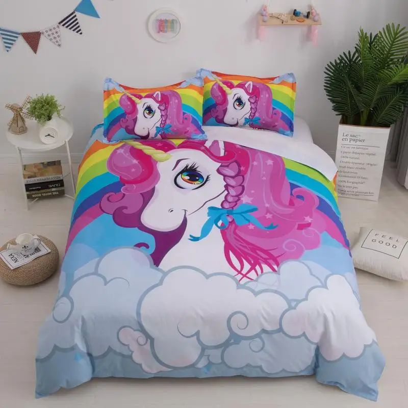 

3D Cute Unicorn Bedding set Duvet cover and pillowcases EU / AU /US size for girls