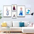 Картина из фильма Холодное сердце Disney, картина принцессы Анны и Эльзы Олаф Свен Кристоф Бруни саламандра, плакат и принты для декора детской комнаты