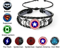 disney the avengers captain america shield deadpool thor batman charms bracelet kids boy punk multilayer leather jewelry