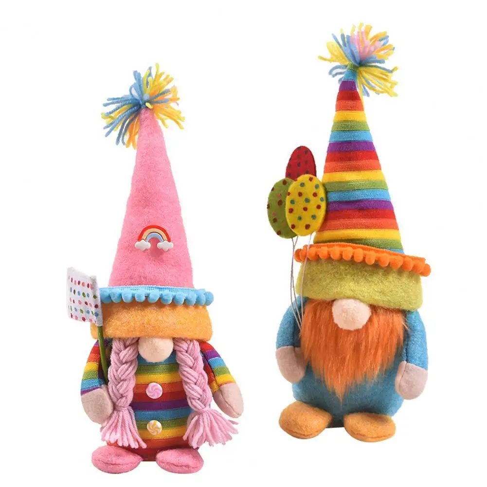

Dwarf Faceless Doll Cute Festive Cloth Handmade Plush Rainbow Gnome Ornament Home Party Decoration
