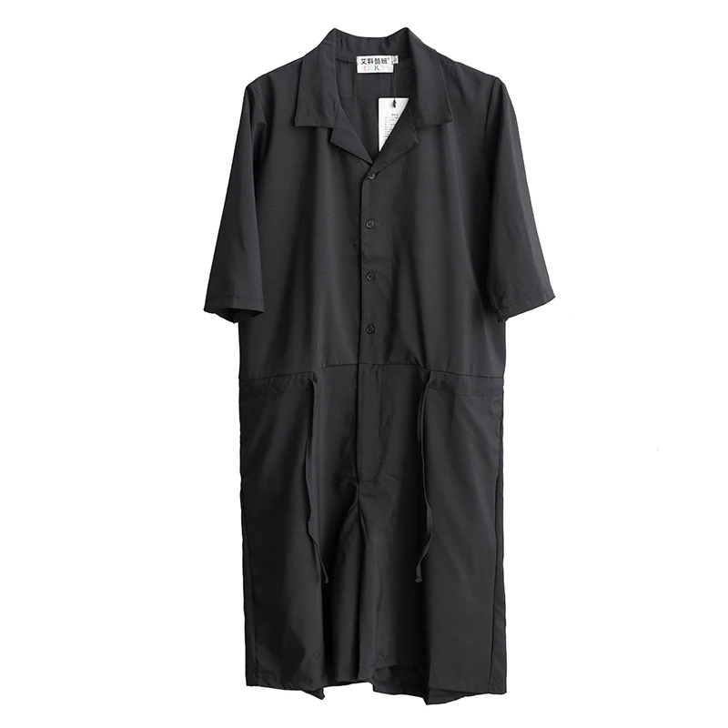 Japanese retro overalls Jumpsuit Summer Men's loose short-sleeved onesie Korean version of the trend one-piece shorts | Мужская