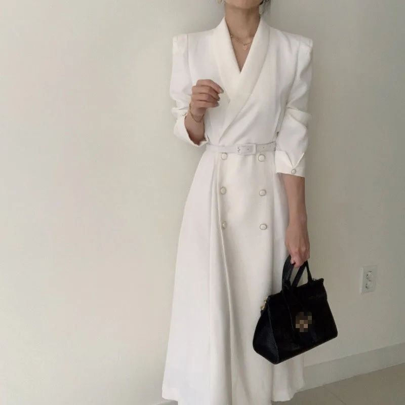 

Женское офисное платье-трапеция вечерние тное винтажное праздничное платье с длинным рукавом и высокой талией, весна-осень 2022