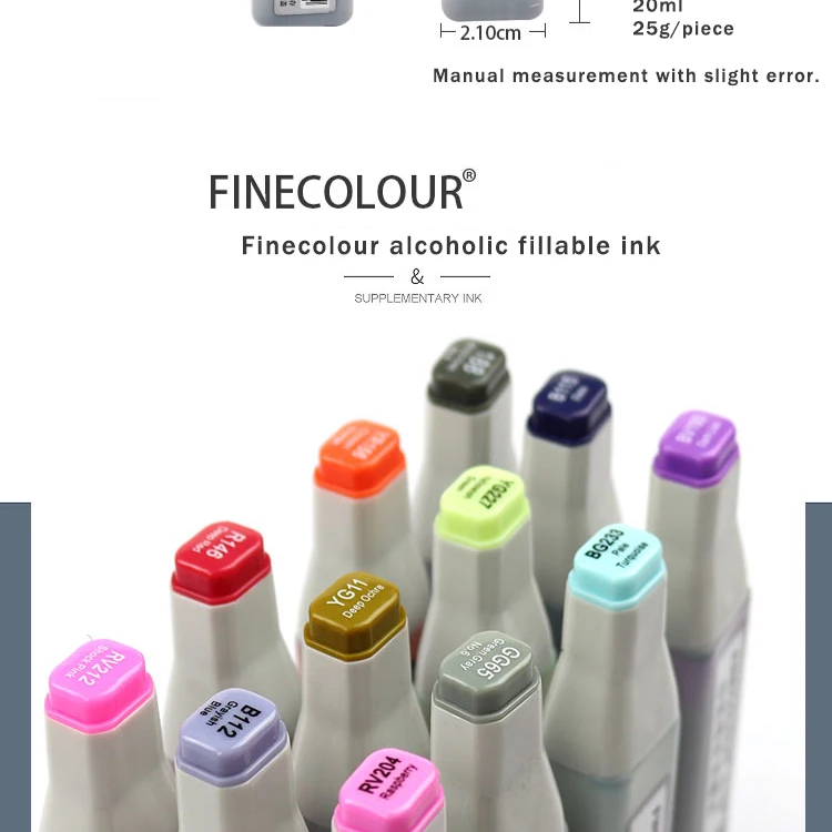 Finecolour EF900 художественные масляные спиртовые чернильные маркеры 20 мл EF100/101/102 универсальные пополняющие/добавляемые/Заполняемые жидкие чернила 480 цветов