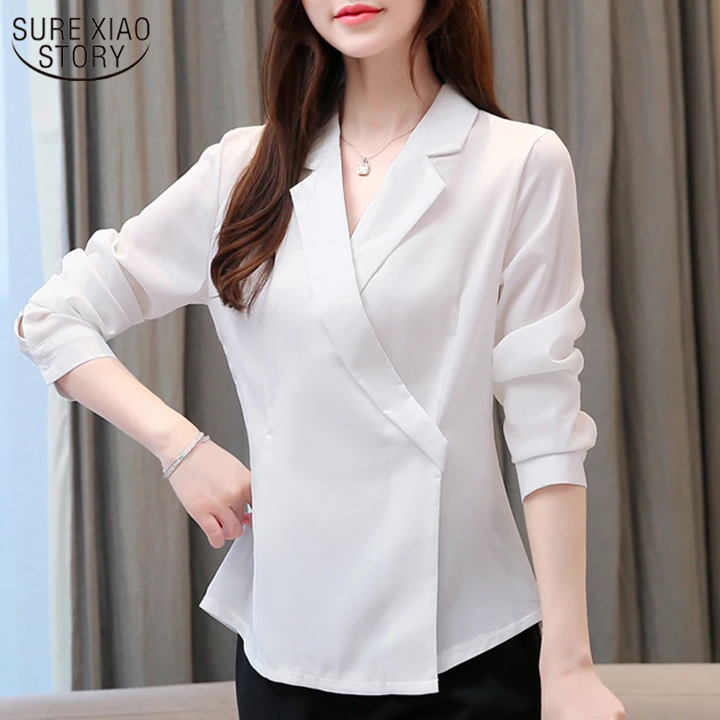 

White Blouse Women Office Lady 2021 Autumn New Fashion Long Sleeve Shirt for Women Ladies' Tops White Tops Blusas Mujer 10599