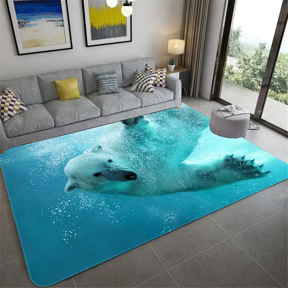 Cute Polar Bear Children Room Carpet 3D Animal Rug Living Flannel Sponge Bath Mat Absorbent Home Decor Hallway | Дом и сад