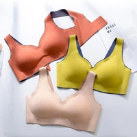 bra for women seamless latex bra push up bralette with gathers pad brassiere bra wireless female intimate comfortable bra
